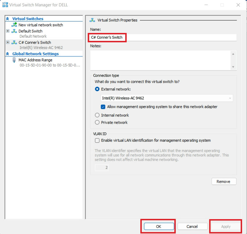 How to Create Virtual Switch in HyperV Manager